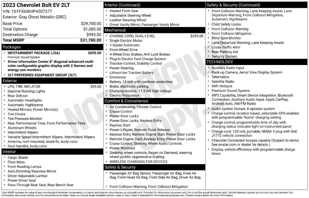 Used 2023 Chevrolet Bolt LT w/ Infotainment Package FWD image 28