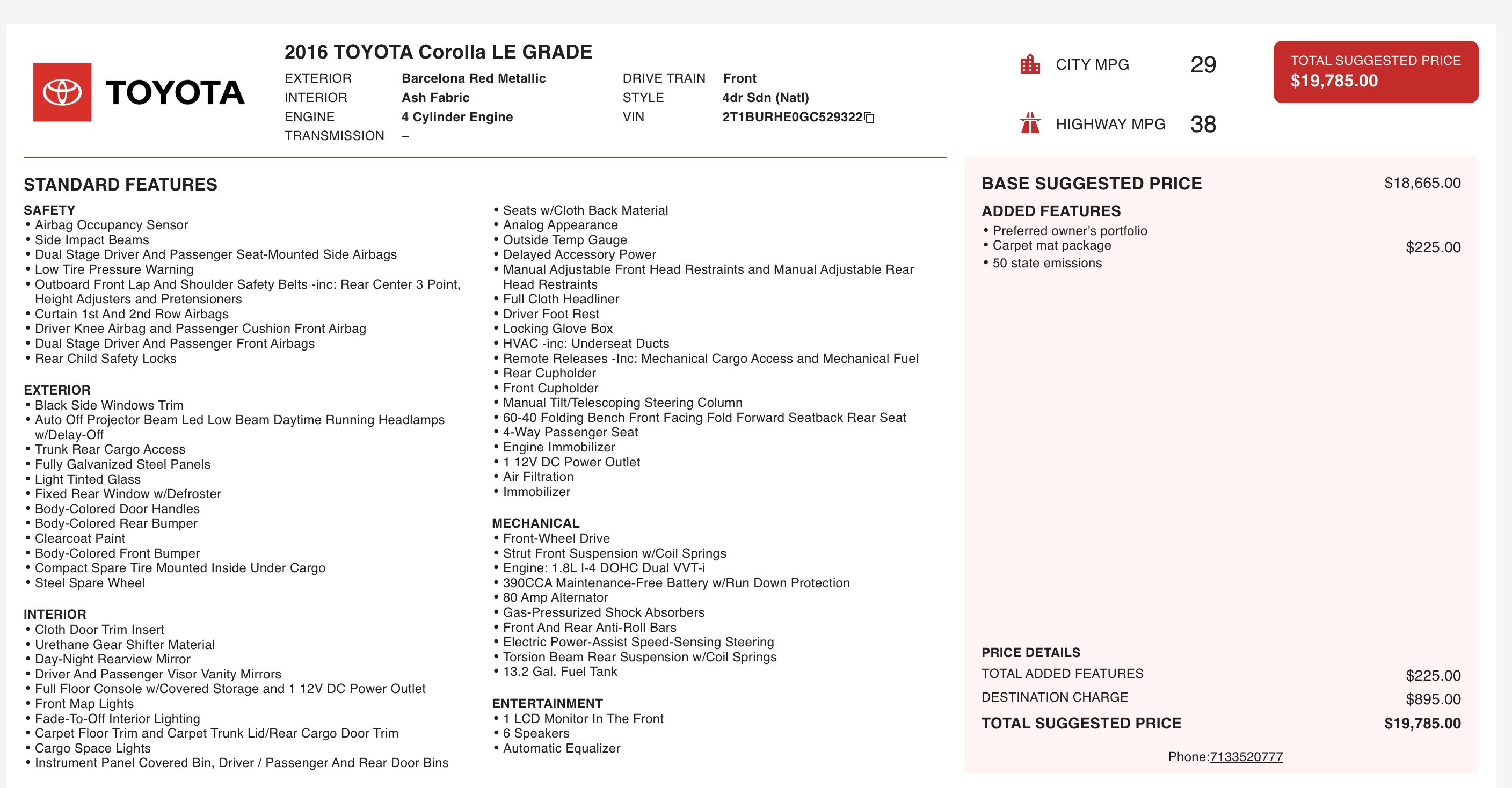 Used 2016 Toyota Corolla LE image 28
