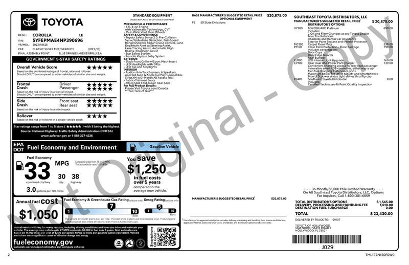 Used 2022 Toyota Corolla LE FWD image 3
