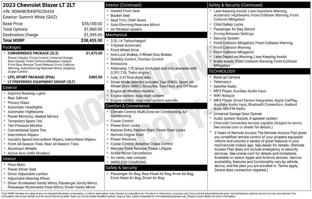Used 2023 Chevrolet Blazer LT w/ Convenience Package FWD image 40