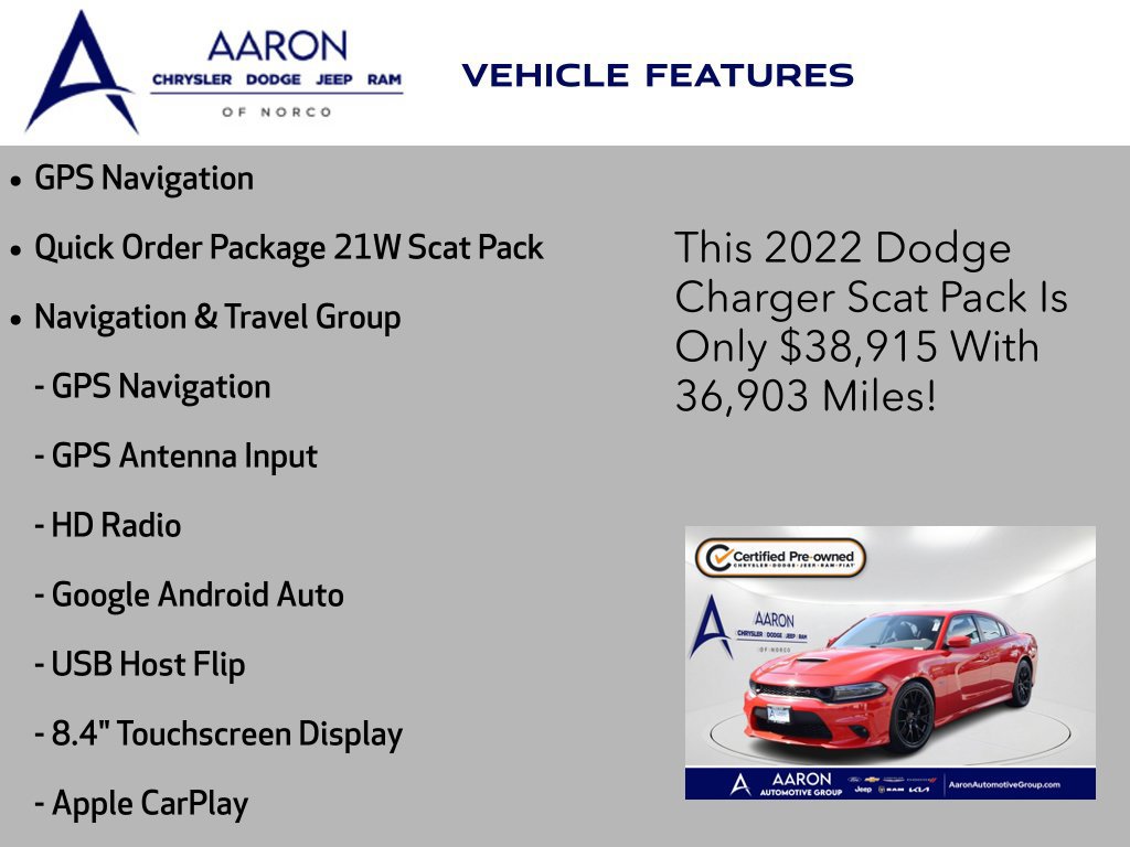 Certified 2022 Dodge Charger Scat Pack w/ Navigation & Travel Group RWD image 5