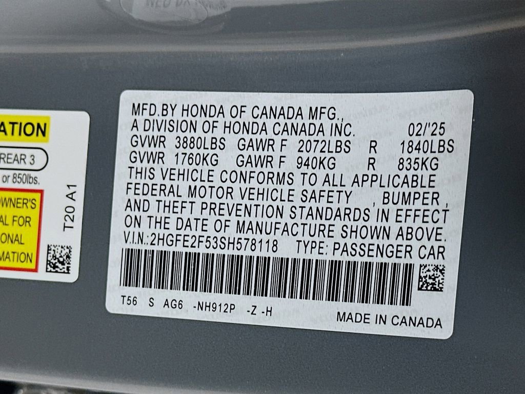 Certified 2025 Honda Civic Sport image 30
