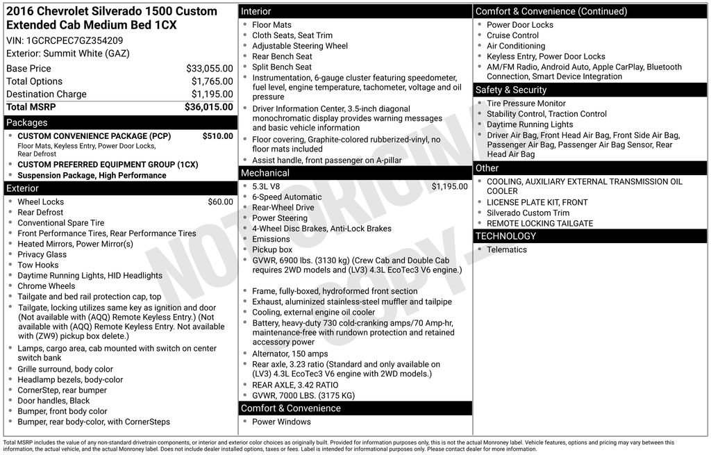 Used 2016 Chevrolet Silverado 1500 Custom w/ Custom Convenience Package image 1