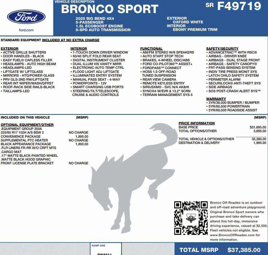 New 2025 Ford Bronco Sport Big Bend w/ Convenience Package image 2