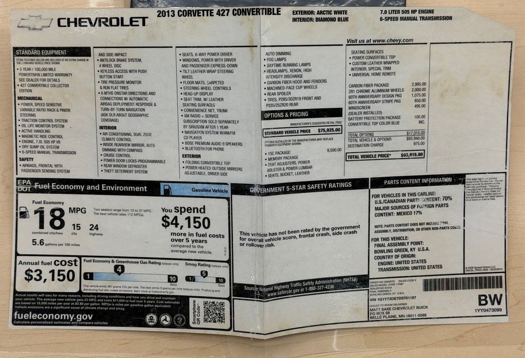 Used 2013 Chevrolet Corvette 427 w/ 1SC Preferred Equipment Group RWD image 36