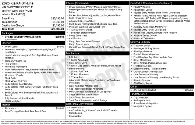 Certified 2025 Kia K4 GT-Line Turbo w/ GT-Line Sunroof Package FWD image 39