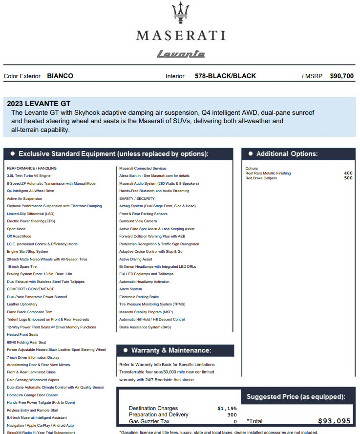 Certified 2023 Maserati Levante GT AWD/4WD image 2