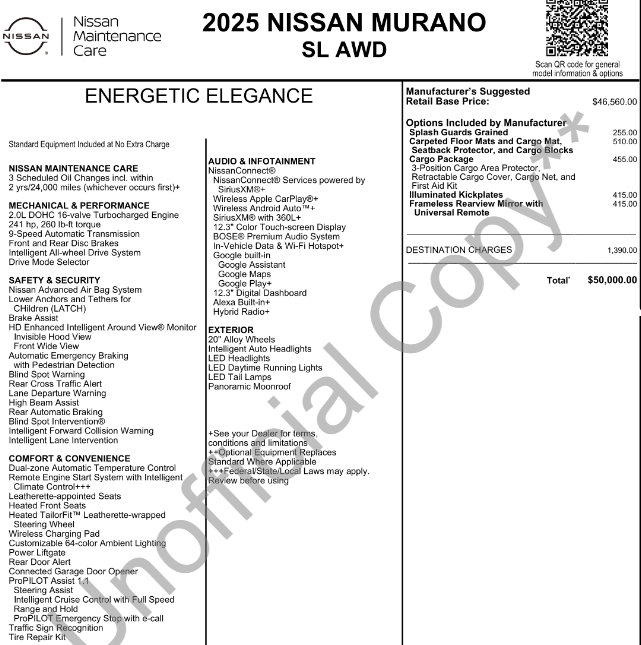 Used 2025 Nissan Murano SL w/ Cargo Package AWD/4WD image 3