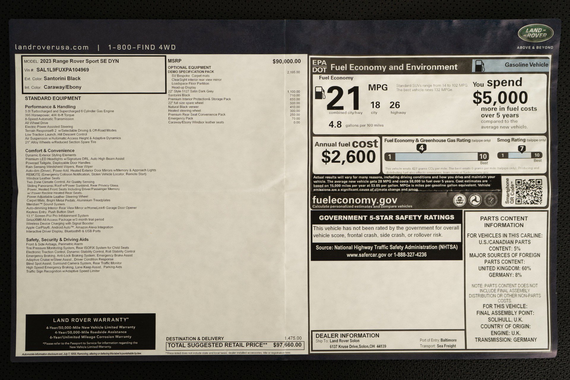 Used 2023 Land Rover Range Rover Sport SE Dynamic image 24