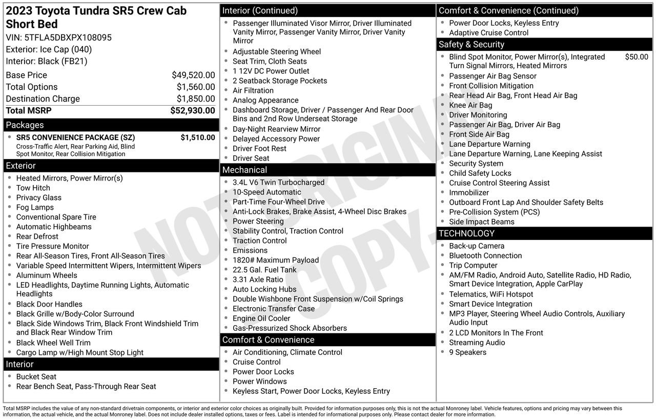 Used 2023 Toyota Tundra SR5 w/ SR5 Convenience Package AWD/4WD image 9