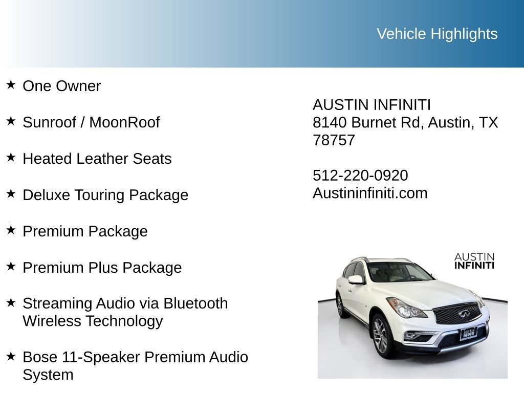 Used 2017 INFINITI QX50 2WD w/ Deluxe Touring Package image 10