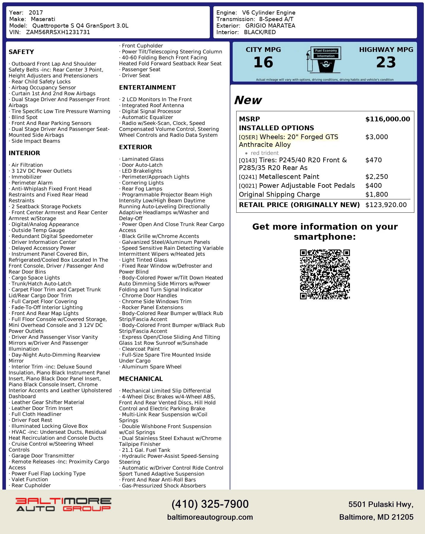 Used 2017 Maserati Quattroporte S GranSport Q4 image 5