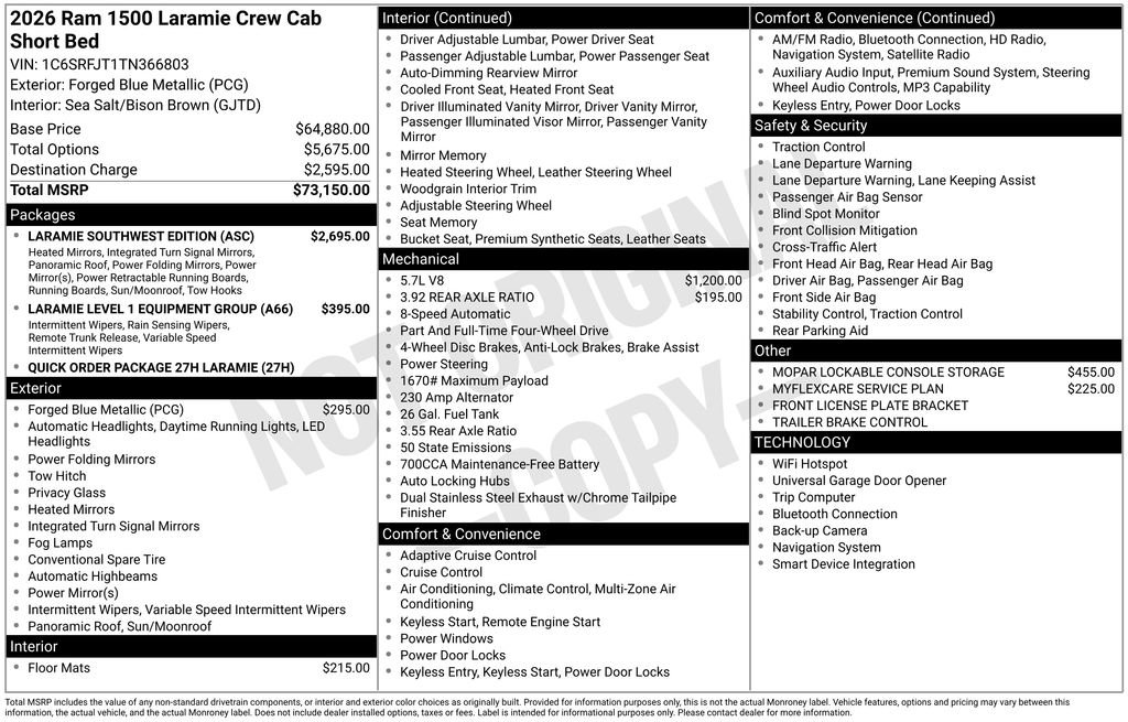 New 2026 RAM 1500 Laramie w/ Laramie Southwest Edition AWD/4WD image 41