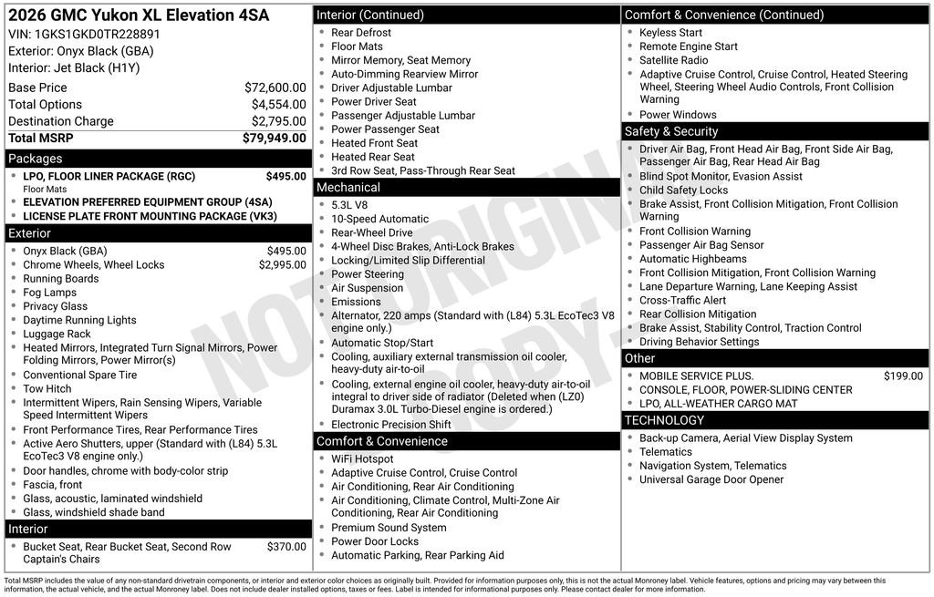 New 2026 GMC Yukon XL Elevation w/ LPO, Floor Liner Package image 19