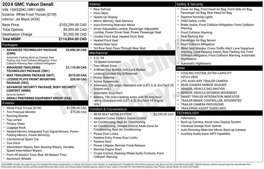 Used 2024 GMC Yukon Denali w/ Advanced Technology Package AWD/4WD image 6