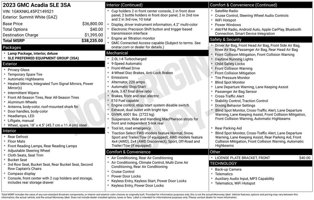 Used 2023 GMC Acadia SLE FWD image 29