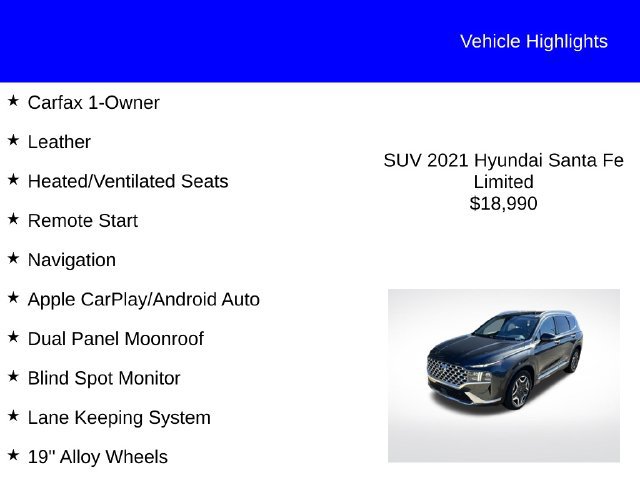 Used 2021 Hyundai Santa Fe Limited FWD image 2