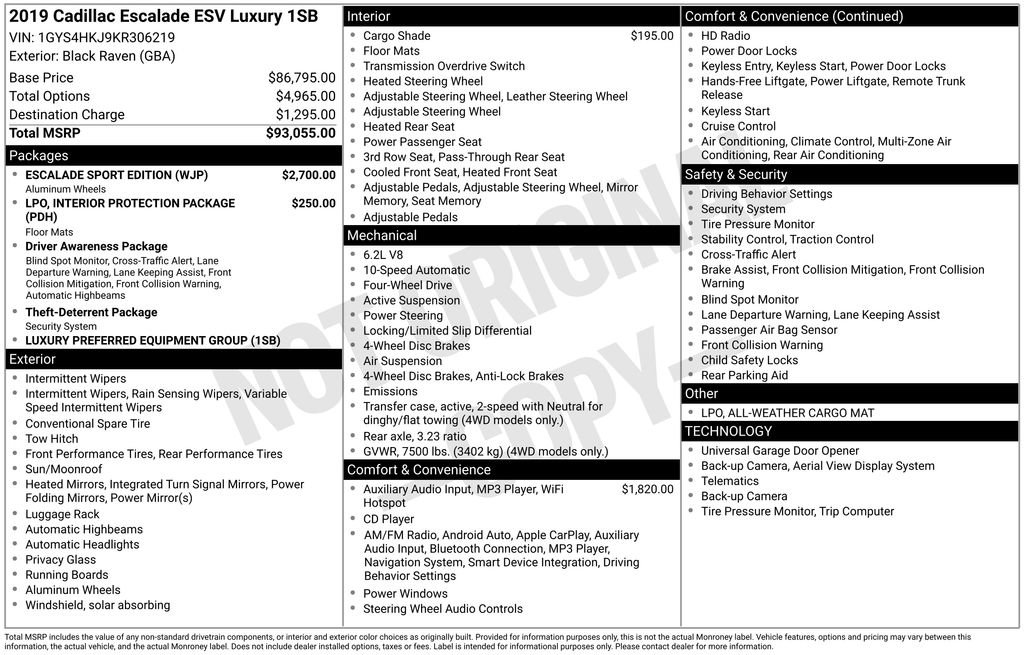 Used 2019 Cadillac Escalade ESV Luxury w/ Escalade Sport Edition image 6