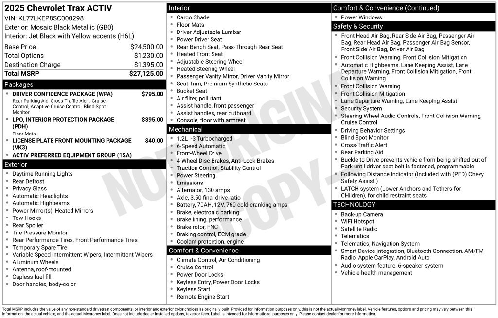 Certified 2025 Chevrolet Trax ACTIV w/ Driver Confidence Package FWD image 5