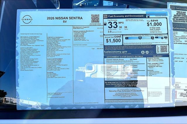 New 2026 Nissan Sentra SV w/ Floor Mat Package image 12