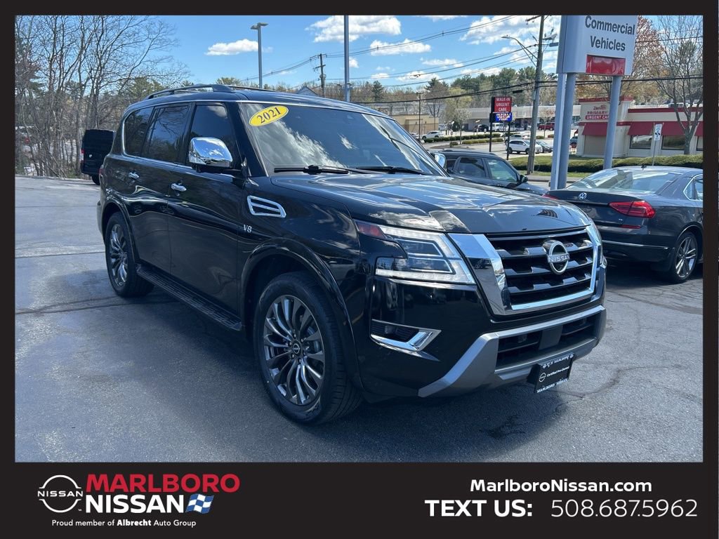 Certified 2021 Nissan Armada Platinum w/ Captain's Chairs Package AWD/4WD image 1