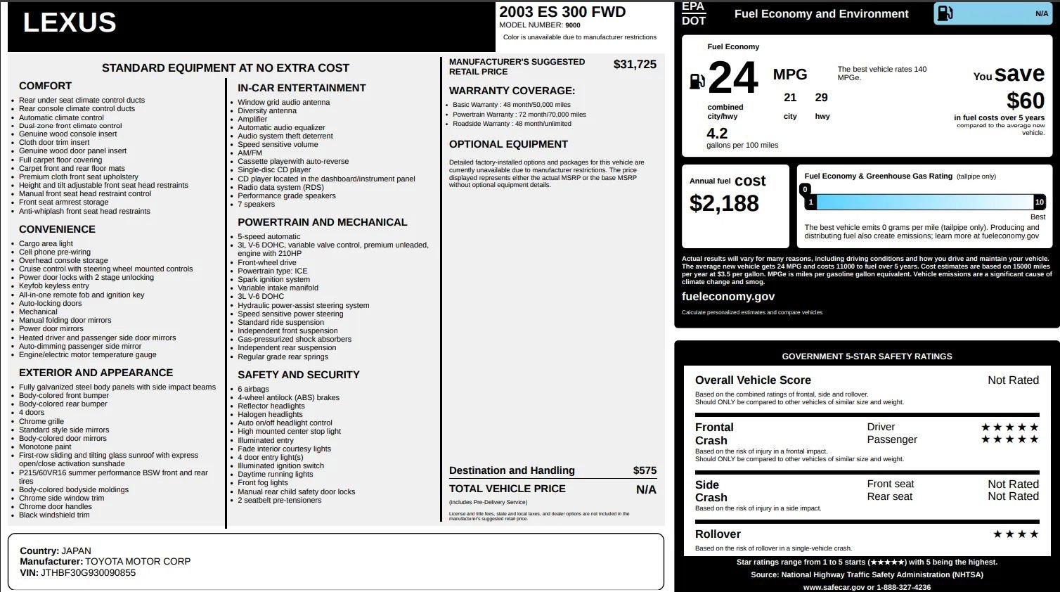 Used 2003 Lexus ES 330 image 46