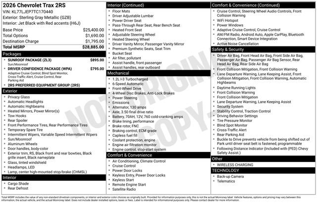 New 2026 Chevrolet Trax RS w/ Sunroof Package FWD image 5