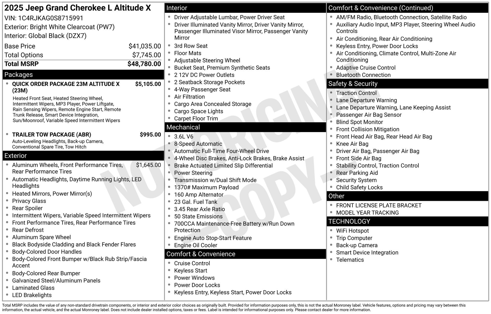 New 2025 Jeep Grand Cherokee L Altitude