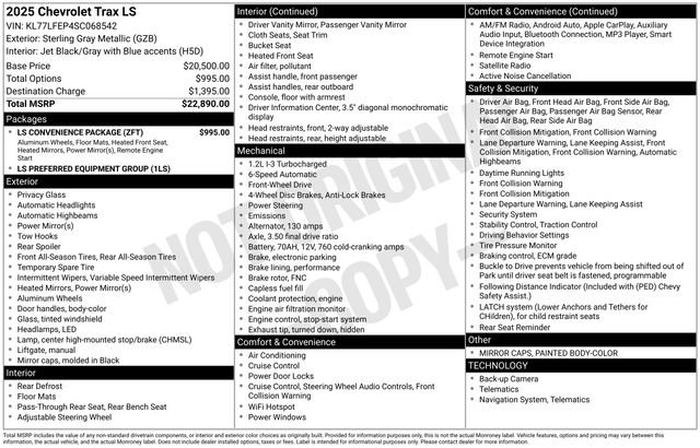 Used 2025 Chevrolet Trax LS w/ LS Convenience Package image 7