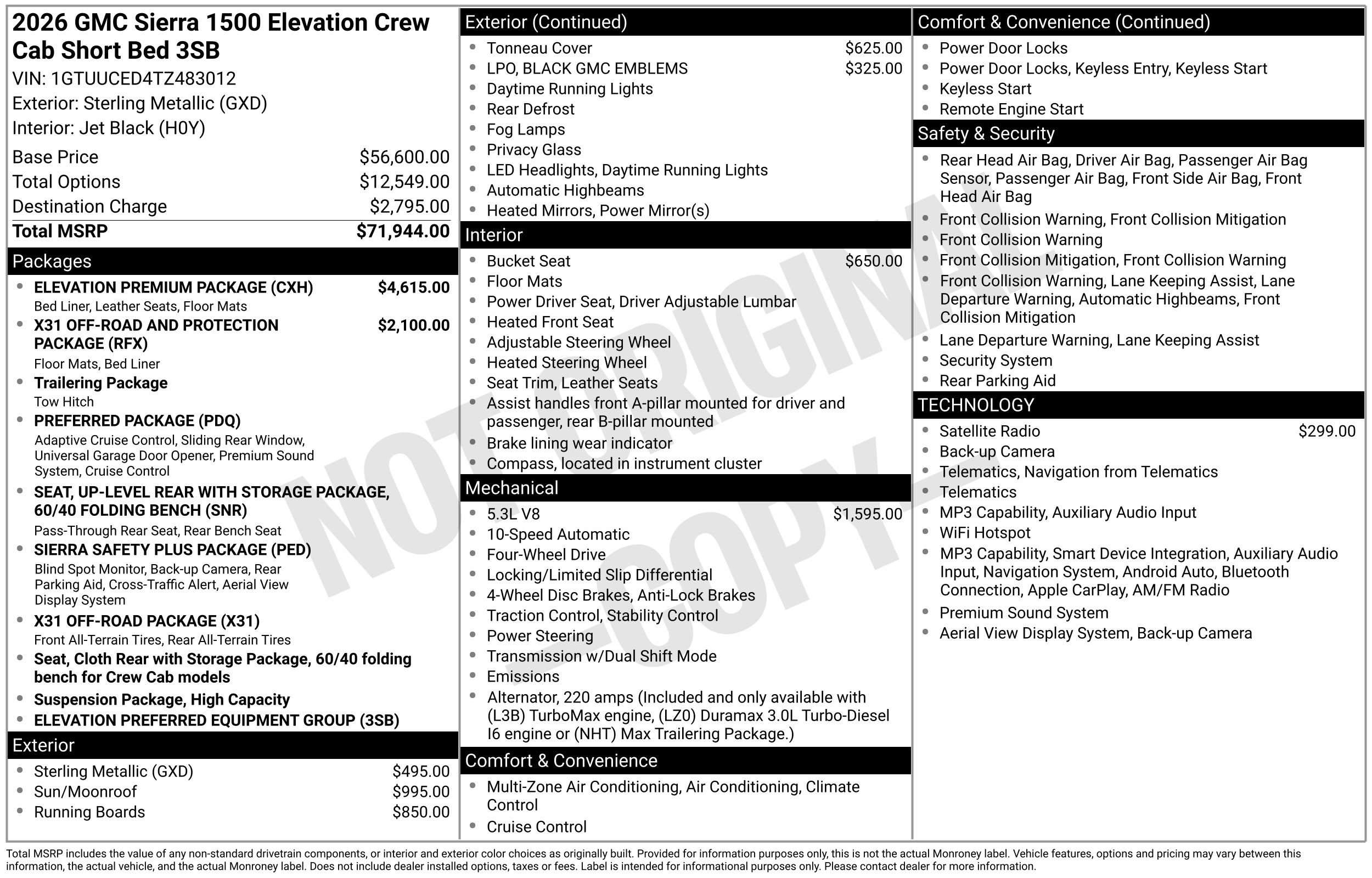 New 2026 GMC Sierra 1500 Elevation w/ Elevation Premium Package AWD/4WD image 3