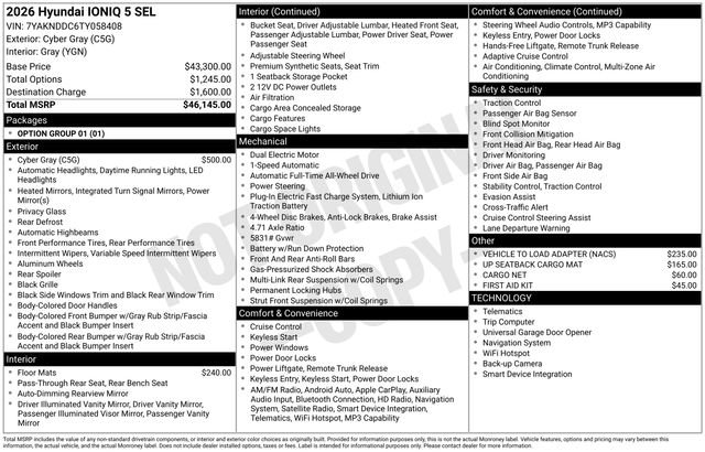 New 2026 Hyundai Ioniq 5 SEL AWD/4WD image 2