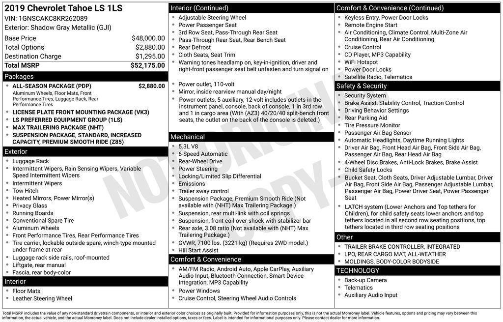 Used 2019 Chevrolet Tahoe LS w/ All-Season Package image 44