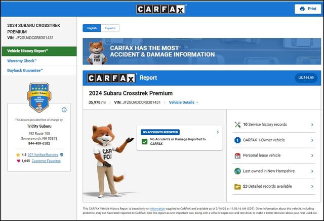 Used 2024 Subaru Crosstrek 2.0i Premium image 12