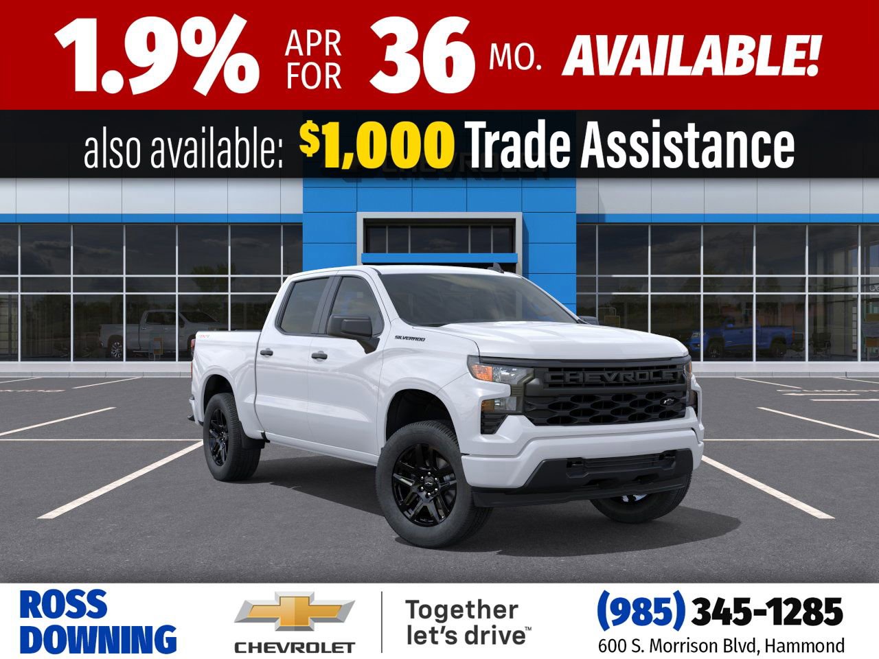 New 2026 Chevrolet Silverado 1500 Custom w/ LPO, Dark Essentials Package image 1