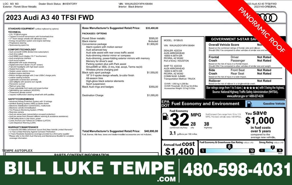 Used 2023 Audi A3 2.0T Premium w/ Convenience Package FWD image 1