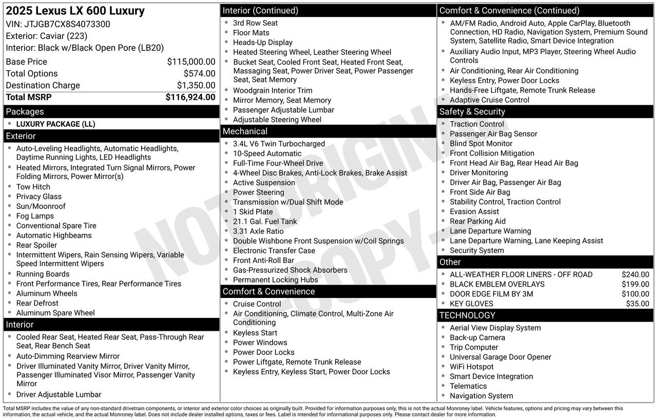 Used 2025 Lexus LX 600 4WD w/ Luxury Package image 26