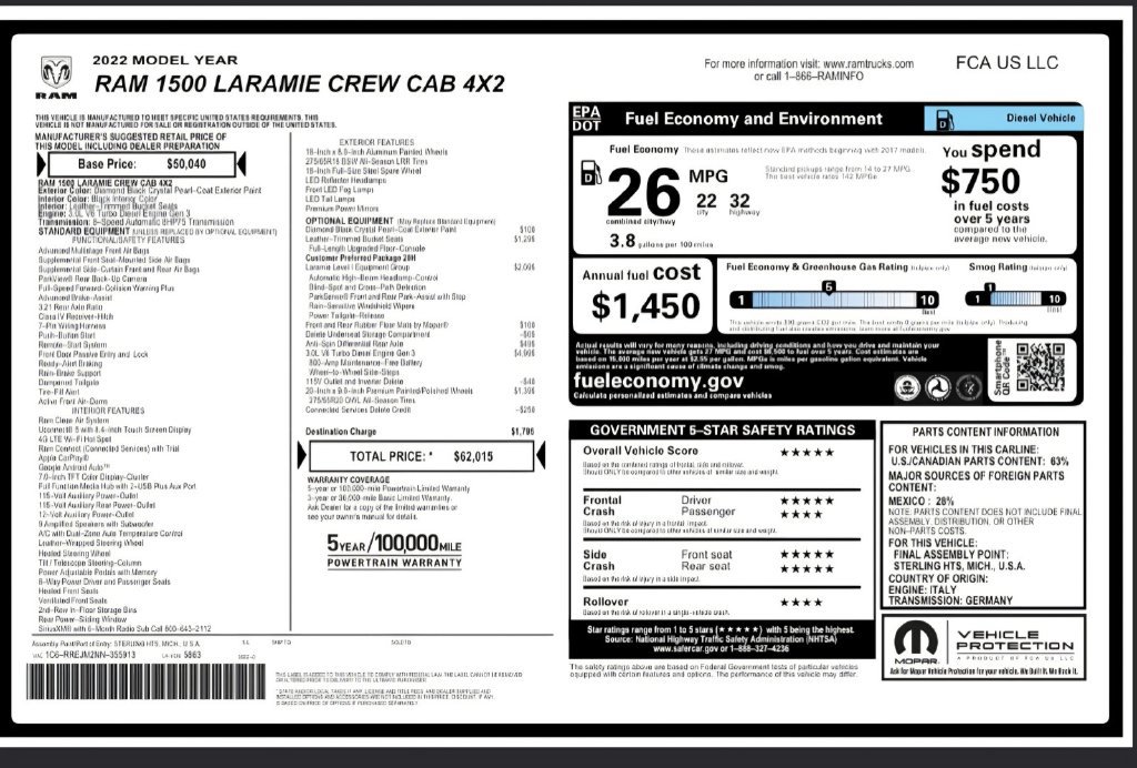 Used 2022 RAM 1500 Laramie RWD image 2