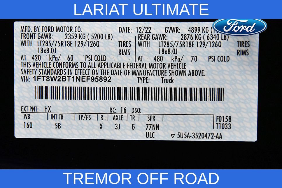 Used 2022 Ford F250 Lariat w/ Tremor Off-Road Package AWD/4WD image 16