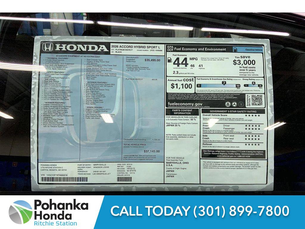 New 2026 Honda Accord Hybrid Sport-L FWD image 22