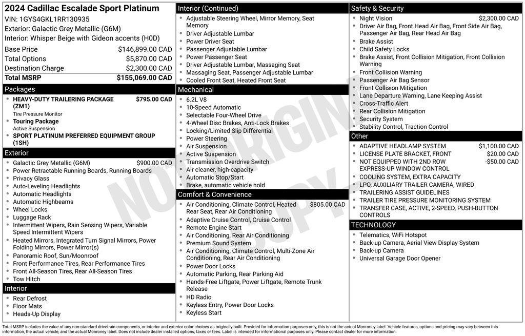 Used 2024 Cadillac Escalade Sport Platinum w/ Heavy-Duty Trailer Package image 28