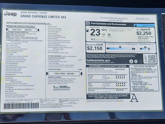 New 2026 Jeep Grand Cherokee Limited w/ Limited Altitude Package AWD/4WD image 18