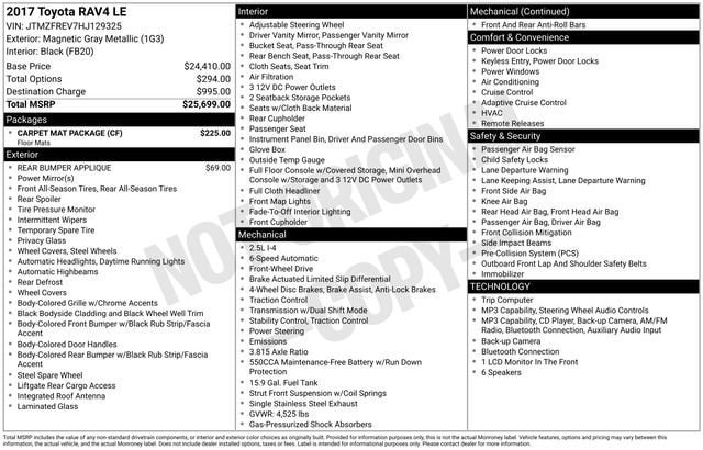 Certified 2017 Toyota RAV4 LE w/ Carpet Mat Package FWD image 32