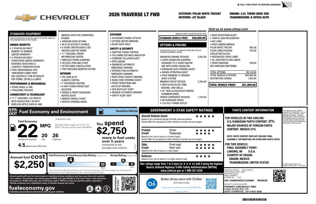 New 2026 Chevrolet Traverse LT w/ Enhanced Driving Package FWD image 4