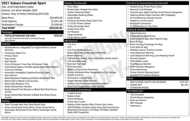 Used 2021 Subaru Crosstrek 2.5i Sport w/ Popular Package #2B image 6