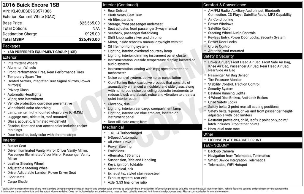 Used 2016 Buick Encore AWD image 12