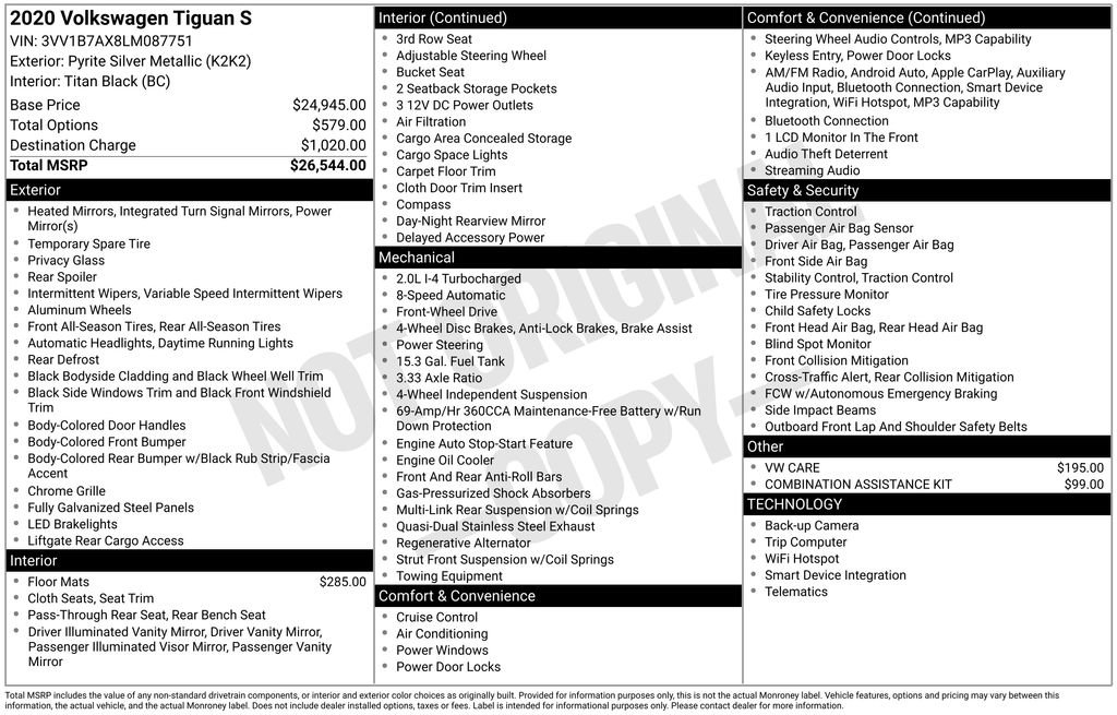 Used 2020 Volkswagen Tiguan S image 31