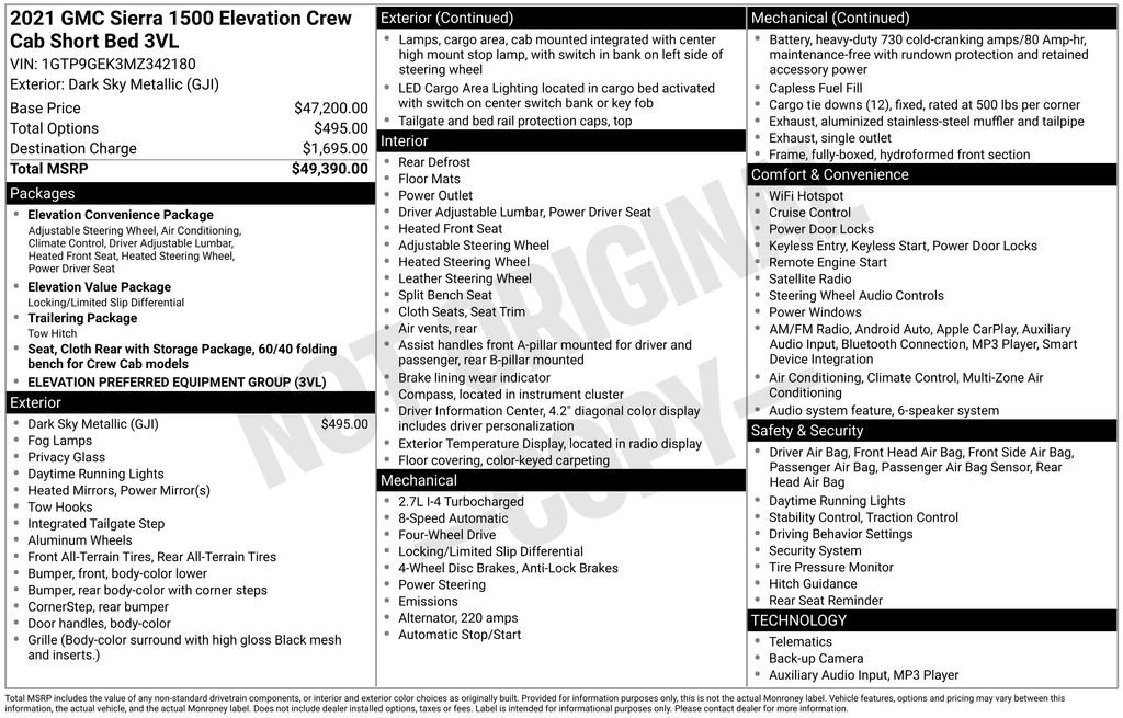 Used 2021 GMC Sierra 1500 Elevation image 50