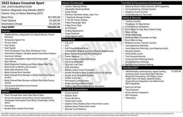 Certified 2023 Subaru Crosstrek 2.5i Sport AWD/4WD image 3