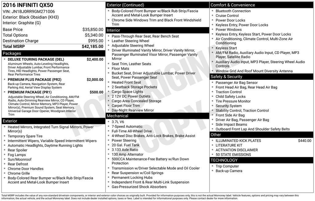 Used 2016 INFINITI QX50 AWD w/ Deluxe Touring Package image 29