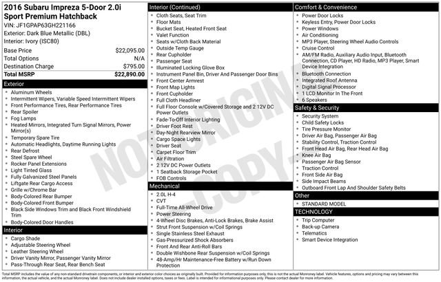 Used 2016 Subaru Impreza 2.0i Sport Premium image 15